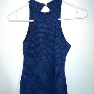 SHEIN Navy Textured Racerback Knit Tank